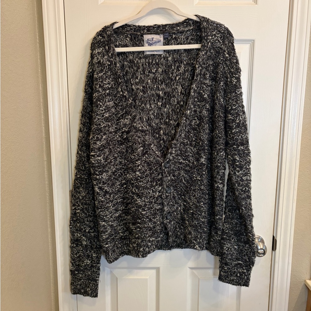 Women’s Topman Wool Blend Gray Marl Oversized V Neck Cardigan XL